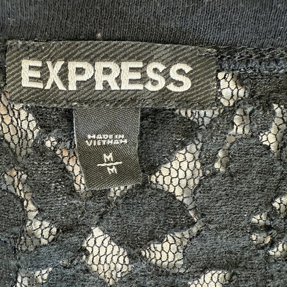 Black Lace Sheer Top Floral Studded Sleeveless Whimsigoth Fairy Womens M Express - Picture 7 of 10